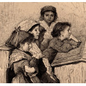 Gravure de 1879 par Antonio Piccinni - Une école à Rome