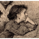 Gravure de 1879 par Antonio Piccinni - Une école à Rome