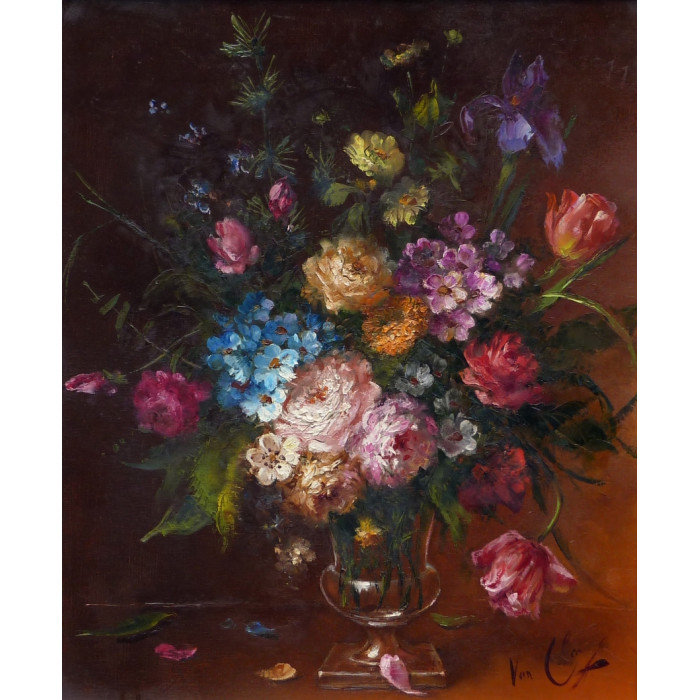 Robert Van Cleef Le Bouquet De Fleurs Dans Un Vase