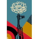 Fleurs-et-fusils-LaviolenceestfaibPaix-Fleur-fusils-La violencefaible-lithograph-shepard-fairey-obey